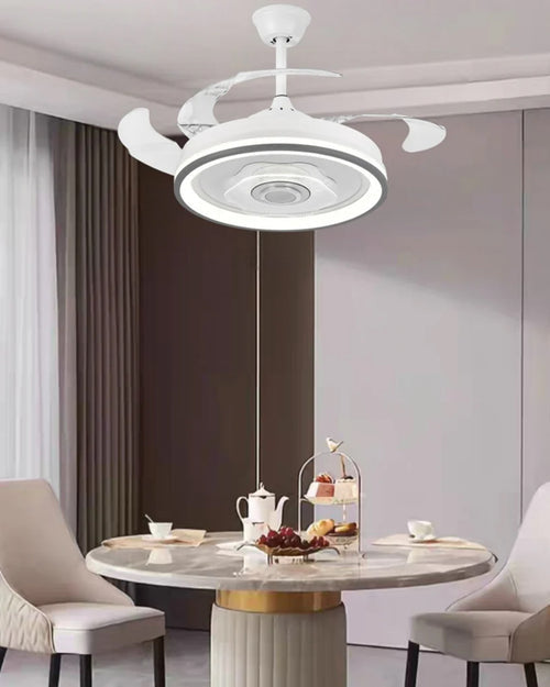 Modern design Retractable Ceiling Fan + Chandelier Light